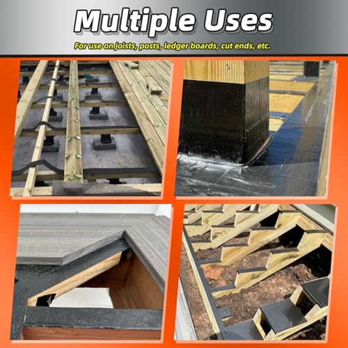Image of 4 Pack Joist Tape for Decking 2 inch x 50' Weather-Resistant Butyl Joist Tape, Self Adhesive Deck Flashing Tape for Hardwood for Wood Decks Beams Roof 2 inch x 50 feet