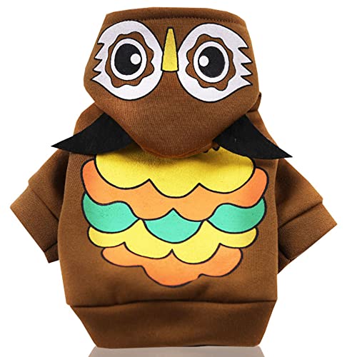 Pet Clothes Dog Sweater Sweatshirts Hoodie 3D Cute Animal Theme Costume Shirt Soft Thickening Warm Sweater Cold Weather Clothes Outfit For Puppy Small Medium Dogs & Cats Pet Apparel (Owl, L) #TOP18