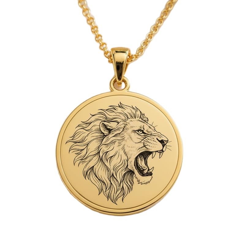 Collier lion en argent plaqué or : offrez un symbole fort de courage et de protection