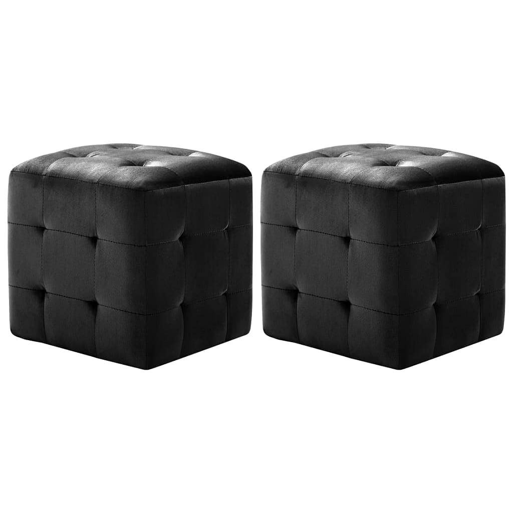 Poef 2 st 30x30x30 cm fluweel zwart kopen