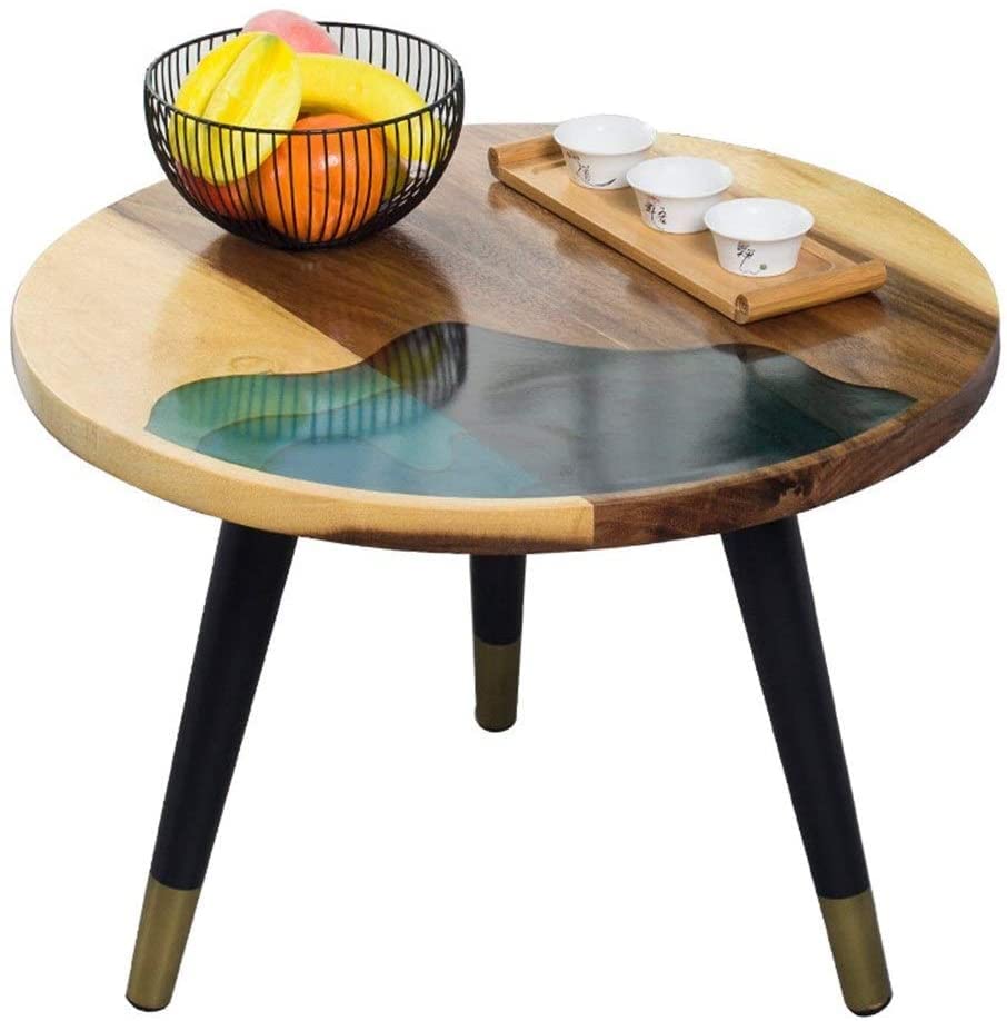 レジン　コーヒーテーブル　新品／未使用 Amazon.co.jp: クリエイティブコーヒーテーブル無垢材レジン