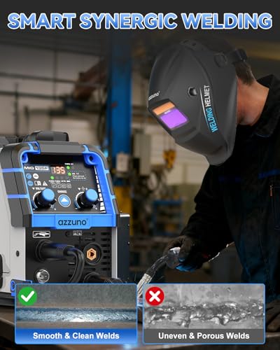 Image of AZZUNO MIG Welder 135A 110V, 3 in 1 Flux Core Gasless MIG Welder /Lift TIG /Stick Welding Machine, Portable Wire Feed Welder Machine with Auto Darkening Welding Helmet