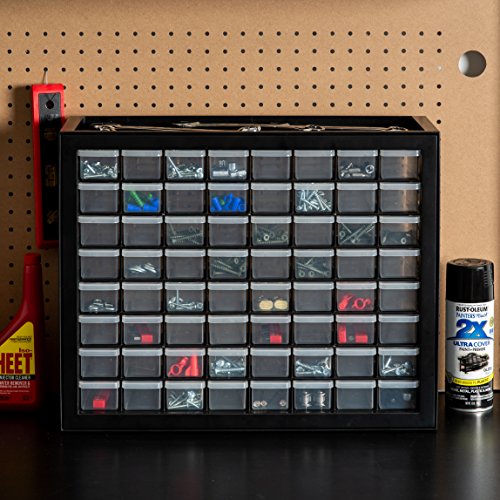 Image of IRIS USA 64-Drawer Screw Organizer, Made in USA, Storage Chest for Hardware, Screws, Nuts & Bolts, Garage Tools, Charms, Beads, Craft, Scrapbook & Hobby Supplies, Teacher Toolbox, Black