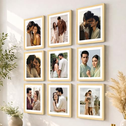Image of Art Street Premium Photo Frame for living room, Classic Aesthetic Design Photo Frames for Photograph, Art Work, Kids Room Set of 9 (8x10 Inch, Beige)
