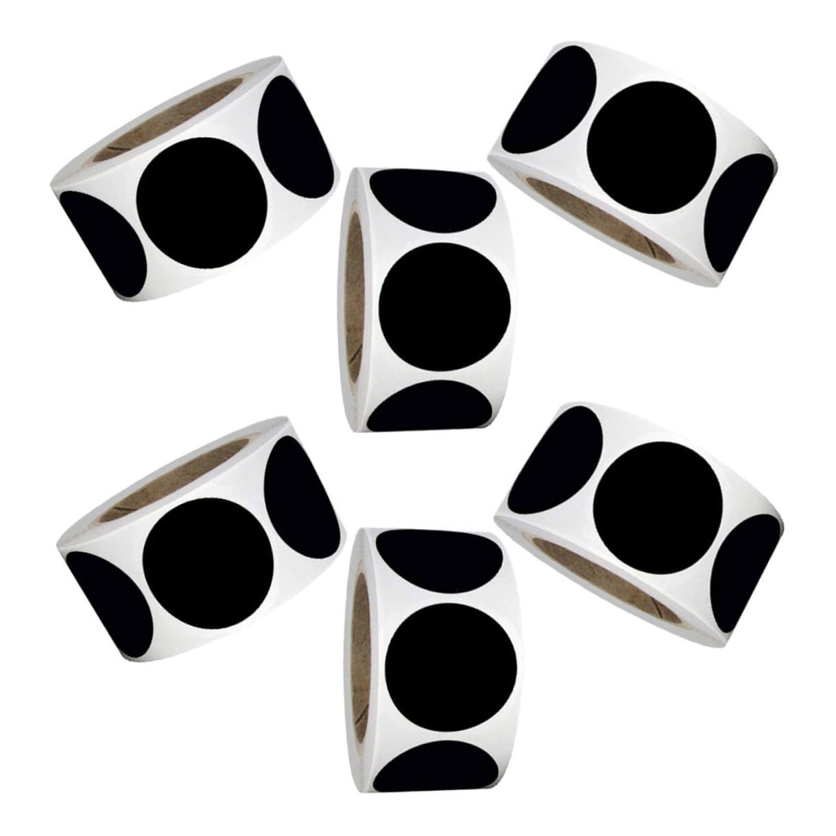 6rotoli Etichette Adesive Nere Circolari Scrivibili per Contenitori di Stoccaggio Pvc Autoadesive per Cucina Ufficio Dispensa e Scatole