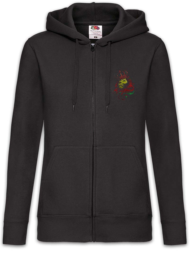 Urban Backwoods Rastafari Lion VI Felpa da Donna con Cappuccio Zip Hoodie Zipper