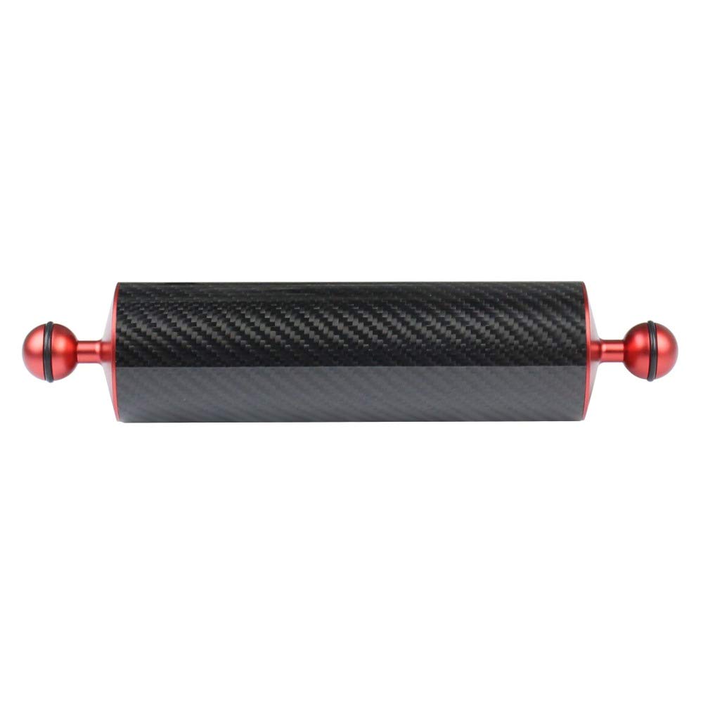 Fiber de Carbone Bras de Lampe à Main 1 Pouce Double rotule D60mm 10/12 Pouces flottabilité 447g/550g plongée sous-Marine Photographie Version améliorée (10inch Red)