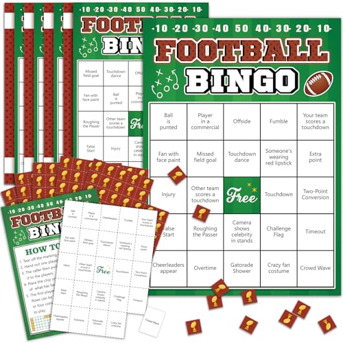 Football Bingo Game Cards - 24 Sheet, Party Favors...