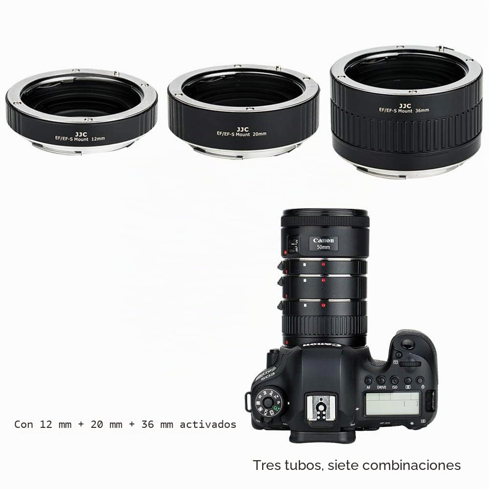 JJC Auto Focus Juego de Tubos de extensión para Canon EF/EF-S Lens DSLR Cameras EOS 850D 800D 760D 750D 700D 250D 90D 80D 77D 5DS R 5D Mark II III IV 7D 6D cámaras réflex Digitales