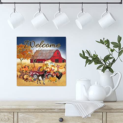 Panneau en bois Welcome Fall Pumpkin plaque érable décoration suspension automne