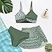 Weixinbuy Girls Swimsuit 3 Piece Tropical Floral Twist Cross Bathing Suit Bikini Sets with Cover Up Skirt Swimwear Size 11-12