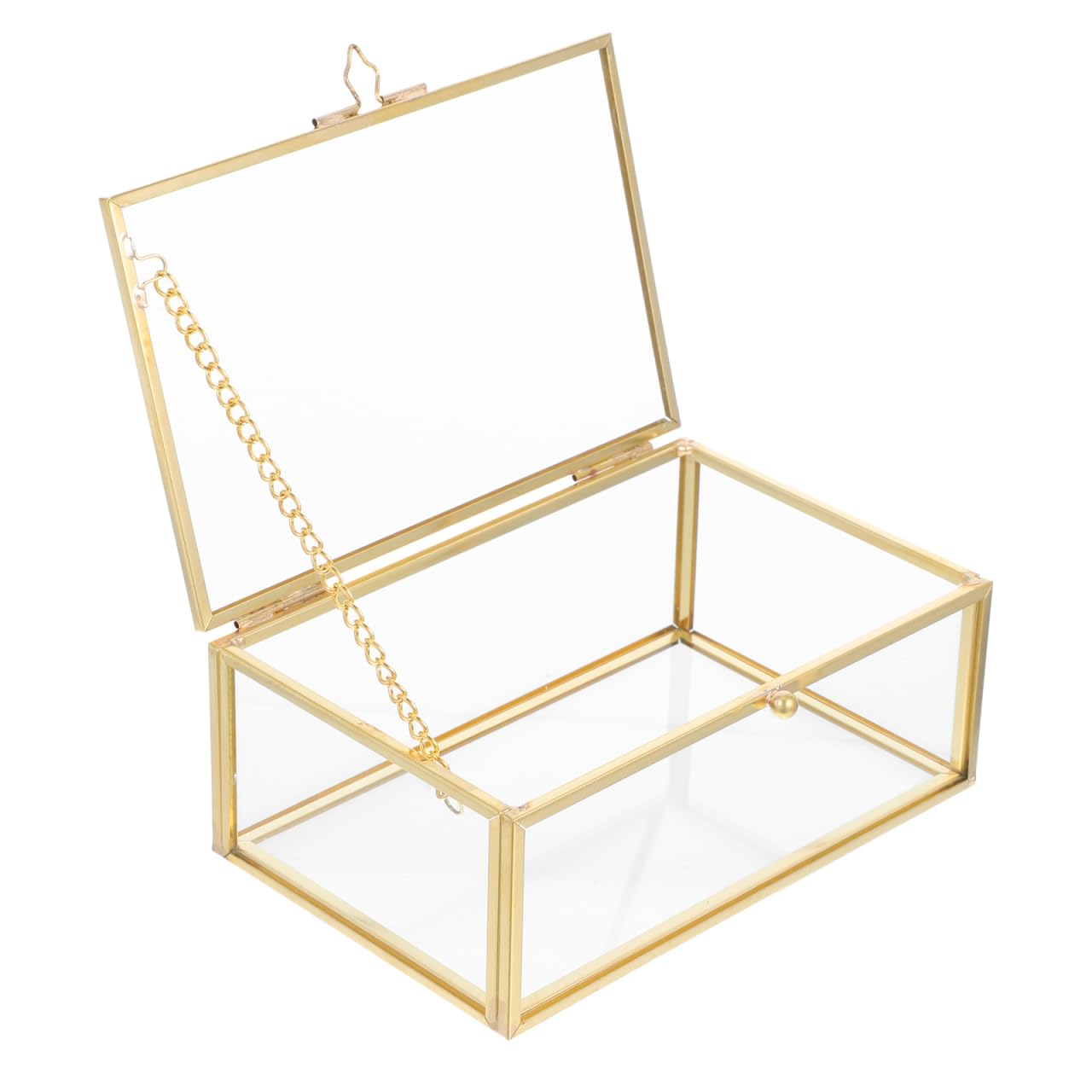 Alipis Boîte À Bijoux Vintage En Verre Transparent Avec Cadre Doré Organisateur De Bijoux Et Souvenirs Anti-Poussière Pour Commode Rangement Élégant Pour Bagues Bracelets Et Rouge À Lèvres