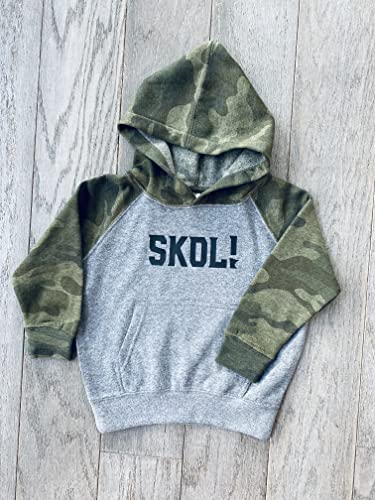 Youth Toddler SKOL Hoodie Vikings Boys Unisex Shirt Minnesota Sweatshirt Kid Child Gift Soft Grey Camo Hoodie3