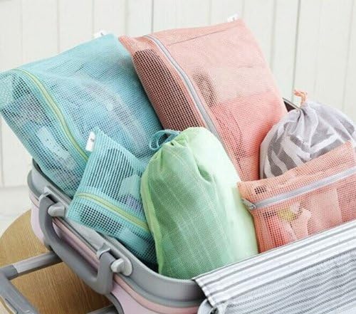 Orino Home polyester Mesh Storage Travel Cosmetic Bags,set of 4, Assorted Colors