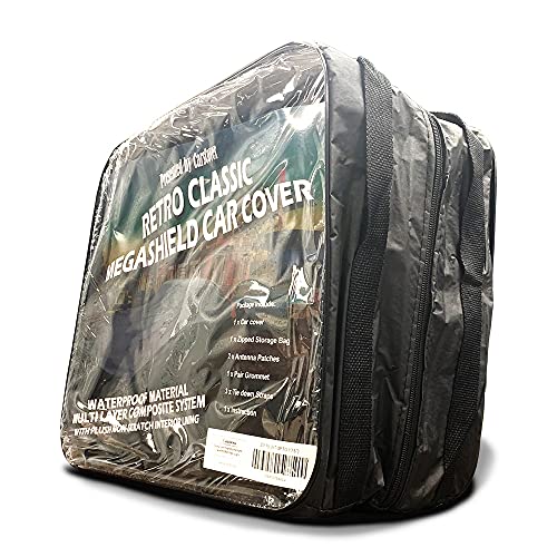 CarsCover Retro Classic Megashield Car Cover Heavy Duty All Weatherproof Waterproof Automobiles Indoor Outdoor Snow Rain Dust UV Protection Full Auto Vehicle Covers (Fit up to 235 inch Length)
