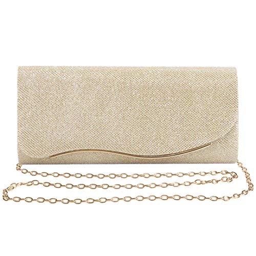 Naimo Bolsa de mão pequena com aba deslumbrante bolsa noturna com corrente destacável, Onda dourada, One Size