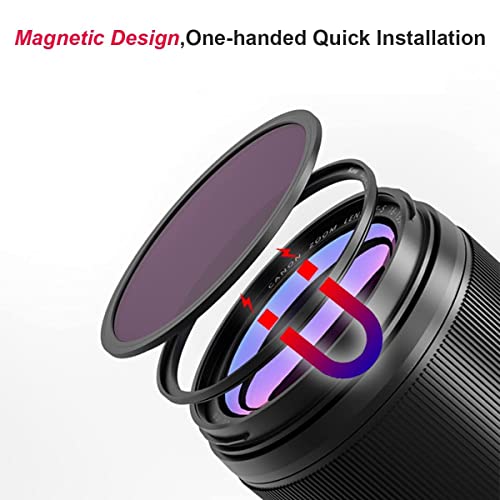 Kase 82Mm Wolverine Magnetic Nd8 (3-Stop) Neutral Density Filter With 82Mm Lens Adapter Ring For Camera Lens,Shockproof Tempered Optical Glass & Hd Multi Coated Circular Nd Filter #TOP2