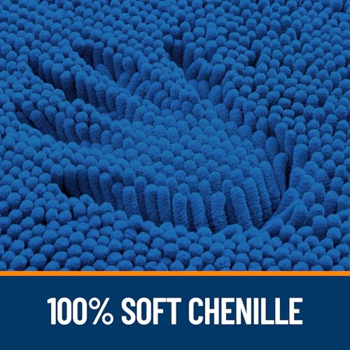 Image of OLANLY Bathroom Rugs Sets 2 Piece, Soft Absorbent Chenille Bath Mats and U-Shaped Contour Toilet Rug Set, Machine Washable Bath Carpet, Home Decor Accessories(36 inchx24 inch+24 inchx20 inch, Deep Navy Blue)