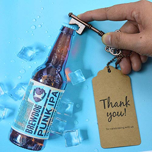 DerBlue 60 PCS Key Bottle Openers,Vintage Skeleton Key Bottle Opener, Wedding Favors Key Bottle Opener Rustic Decoration with Escort Tag Card Thank You - Thumbnail 6