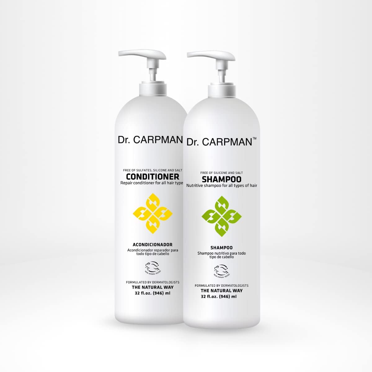 Dr. Carpman - Shampoo and Conditioner for Hair Growth - All-Natural Thinning Hair Regrowth Formula - Anti Hair Loss Treatment for Women & Men - Ideal for Color Treated Hair (2 x 32 Fl. Oz.)