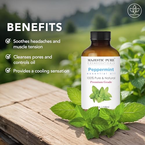 Image of Majestic Pure Peppermint Essential Oil for Diffuser - 4 Fl Oz (Pack of 2) | 100% Natural Essentials Oils for home fragrance, diffuser use, massage, DIY candles, DIY soaps, Aromatherapy