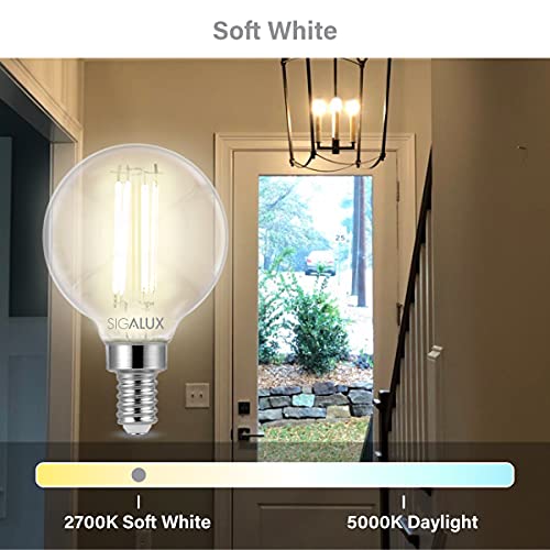 Sigalux Candelabra Led Light Bulbs Dimmable, E12 60 Watt Chandelier Light Bulbs, G16.5 Candle Light Bulbs, 2700K Warm White,500Lm E12 Led Bulb For Chandeliers, Ceiling Fan, Pendant, 6 Pack #TOP7