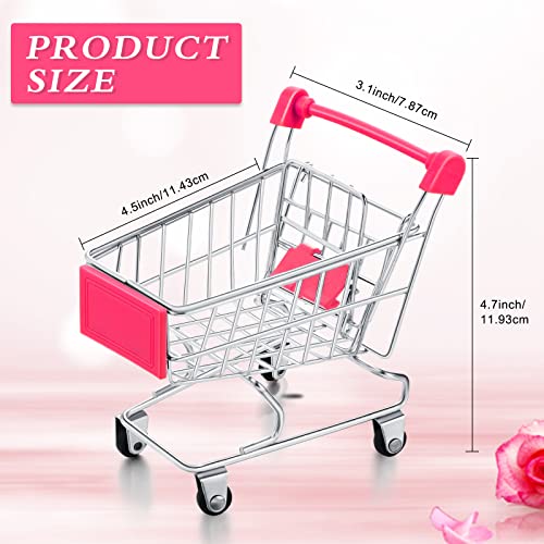 Hotop 3 Pieces Mini Shopping Cart Small Supermarket Cart Handcart Shopping Utility Cart Kids Metal Shopping Cart Mode Storage Shopping Carts (Rose Red, Purple, Light Blue) #TOP1