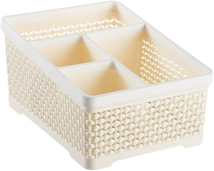 Fazadol Storage Box Rattan Desktop Storage Box Plastic Debris Remote Control Bedroom Storage Equipment Stationery Cosmetics Finishing Tool Hand Woven Crafts