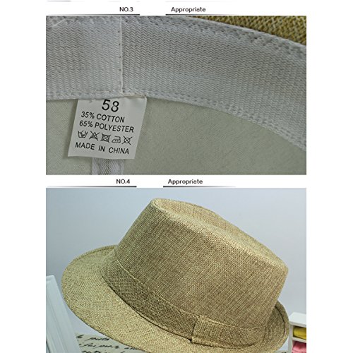 Kids Linen Fedora Hats Short Brim Panama Sun Hat Jazz Trilby Cap3
