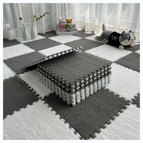 Plüsch-Schaumstoff-Bodenmatte, 30 x 30 cm, quadratische Puzzle-Schaumstoffmatte, ineinandergreifendâ€¦ – Vignette