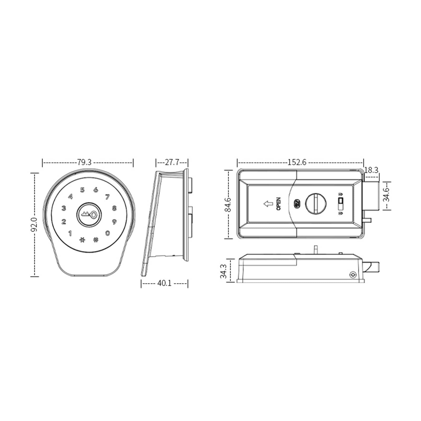 Serratura Elettronica Intelligente Automatica Serratura biometrica for Impronte digitali Codice RIFD Serratura Senza Chiave con TTlock,Blocco di Sicurezza(No fingerprint-01)