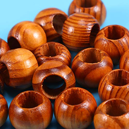 Ciieeo 100 peças de contas de madeira natural de 20 mm de diâmetro redondo espaçador de contas de ma
