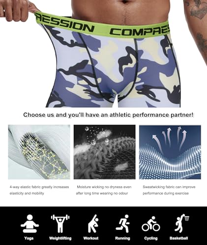 Image of Men's Compression Shorts Underwear, Athletic Workout Base Layer, 4-Way Stretch Moisture-Wicking for Running, Gym, 3 or 5 Pack