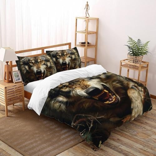 Housse de couette double loup microfibre pour lit d'ado facile à laver - 2