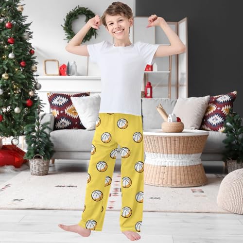 Boy's Pants Basketball Ball Original Design Jogger Pants Elastic Waist Long Bottoms Trousers with Pockets 6-14 Years2