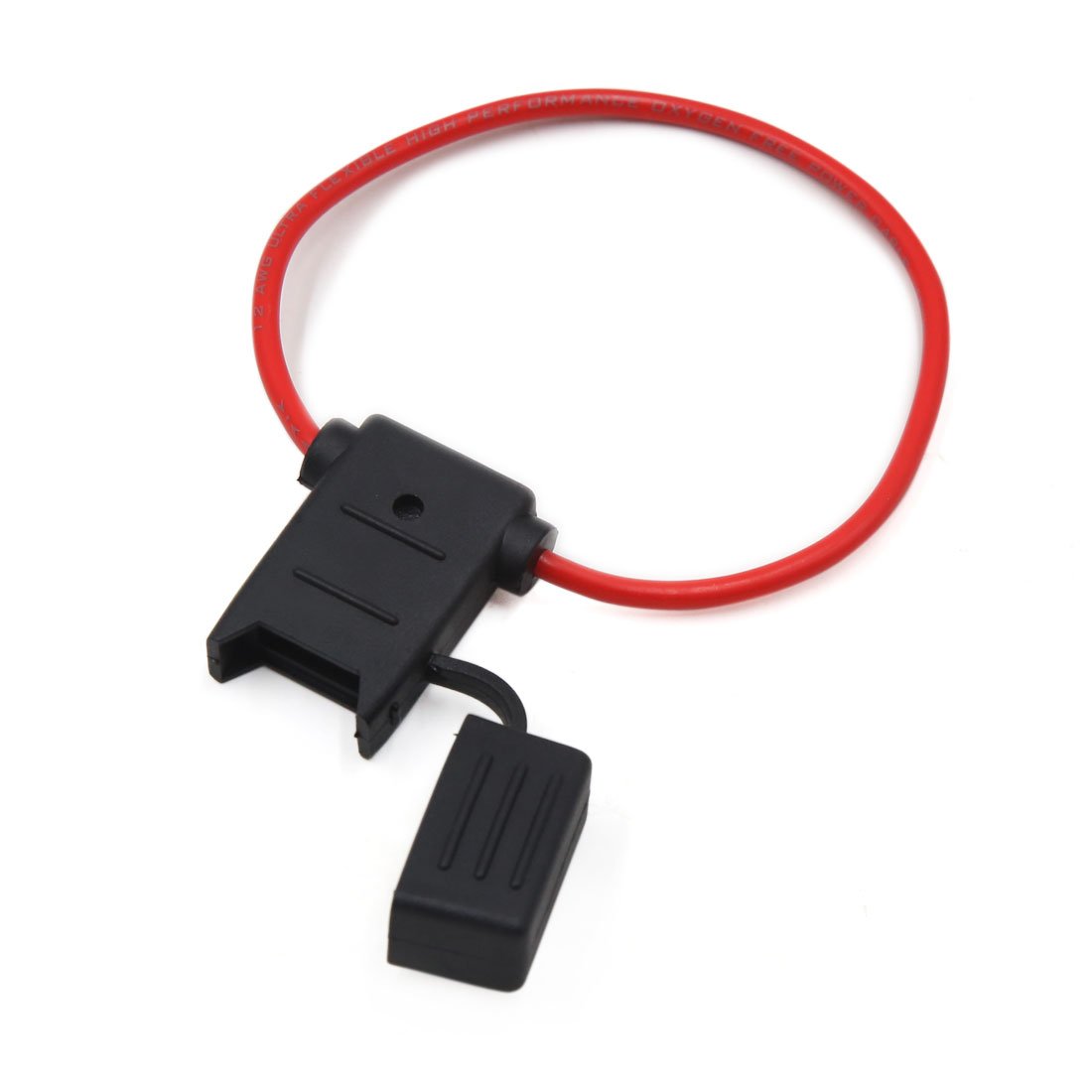 XKHLQLPEF 5pcs Waterproof Red Wire Black Plastic Square Shell Cap Wired Inline Blade Fuse Holder