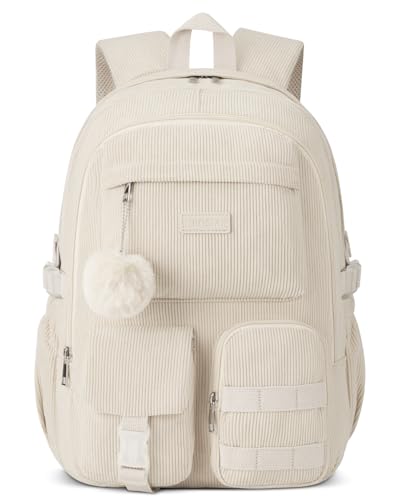 School Backpack for Teens Girls, Large Corduroy Bookbag Lightweight 15. ...