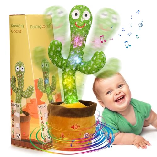 Image of Emoin Dancing Talking Cactus Toy, Cactus Baby Toy Singing Children's Song, Mimicking Recording Repeating What You Say, Educational Interactive Baby Boys Girls Toys (Volume Adjustment)