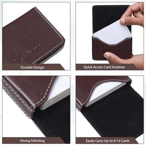 Image of JnD Notebook Card Holder Wallet - Slim, Multi-Functional, Premium Leather, RFID Blocking, Secure Closure, Compact, Durable, Stylish (Brown)