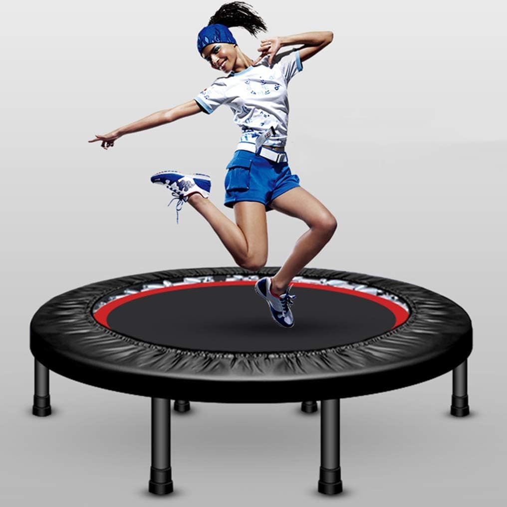 Fitness Trampolin Trampolin-Trainings-Fitness-Trampolin for den Innenbereich/Garten/Workout/Cardio, Trampolin mit überdachtem Maximalgewicht von 200 kg in Rot