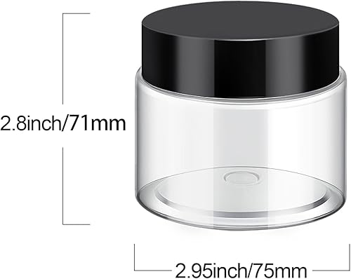 Vista 185 de 6 Pack 6oz Plastic Jars Containers with Lids Wide-mouth Refillable Leakproof Reusable Round Empty Jars for Travel Cosmetic Dry Food Spice Candy Clear