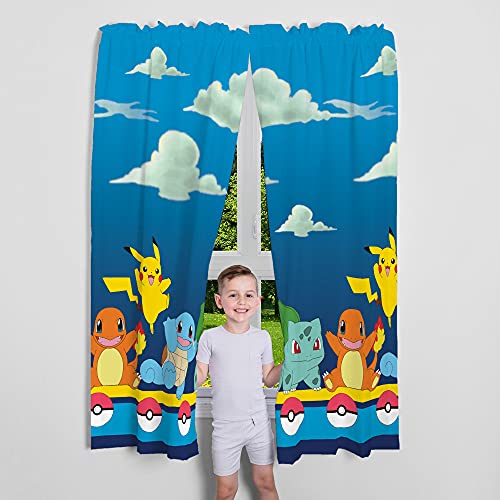 Franco Kids Room Window Curtain Panels Drapes Set, 82 In X 63 In, Pokemon #TOP1