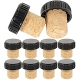 CIYODO Tapones de Corcho para Botellas de Vino Forma T 24 Piezas Cierre Hermético Material Madera y Plástico Reutilizables para Elaboración Casera y Decoración de Botellas