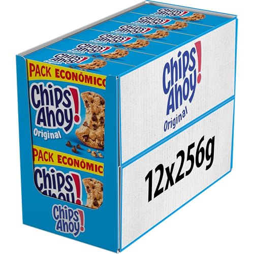 Chips Ahoy Galletas Cookies Originales con Pepitas de Chocolate, Pack de 12 Cajas de 256 g