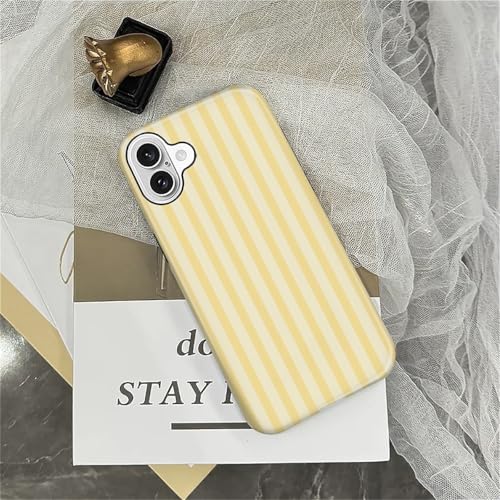Wqwaxxc Compatible with iPhone 16 Case,Glossy 2-in-1 Sleek All-Inclusive Dual-Layer Material Soft TPU + PC Back for Yellow Stripes Vertical Lines - image 6
