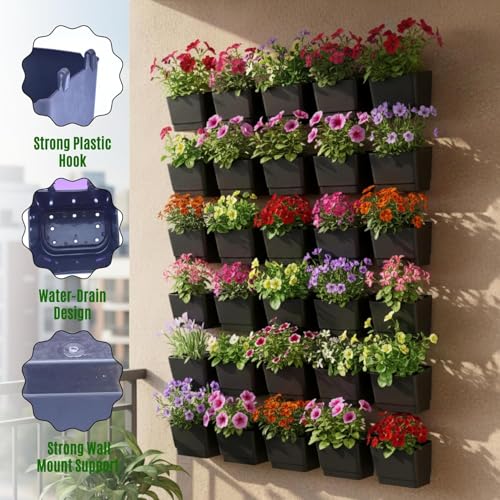 Image of Vertical Hanging Pot 5x5x5 Inch (Pack of 50) | Strong Hanging Planter for Balcony, Home Garden & Wall Decor | Finish Indoor Outdoor Plant Pots
