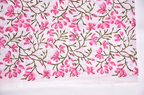Image of Floral Printed Cotton Cloth Materiel Natural Fabric Running Jaipuri Hand Block Printed Women Dress Material Kurtis Natural 44 inch Inches Width Pink 3 Meter