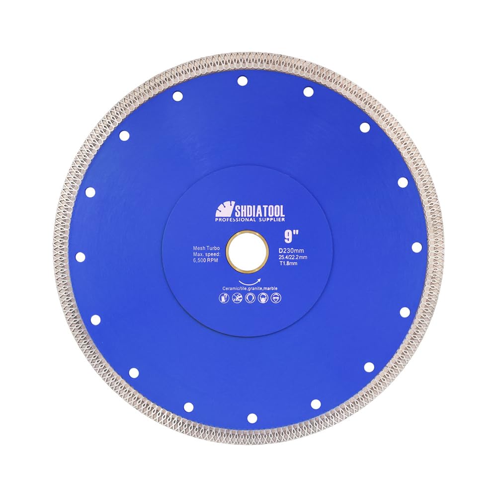 SHDIATOOL Disco da Taglio al Diamante 230mm con Maglia Turbo X per Piastrelle, Marmo, Granito, Ceramica (9 Pollici)