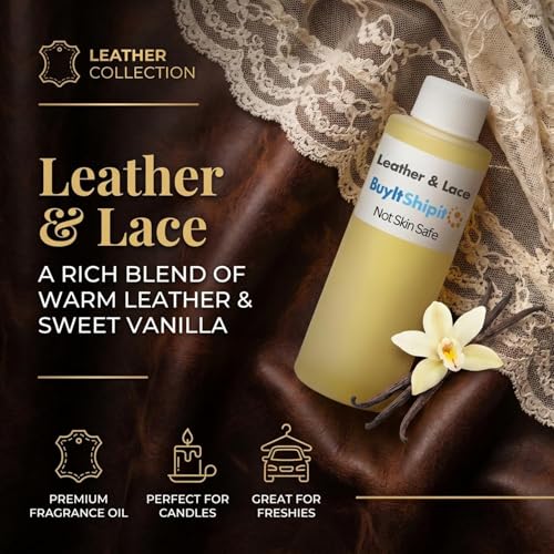 Image of Leather and Lace Fragrance from Our Leather Collection - Perfect for Adding Aroma to Freshies, Candles, and Diffusers - 8 Ounce