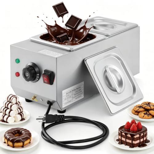 Dyna-Living Chocolate Melting Pot 2-Tanks Commercial Chocolate Tempering Machine Chocolate Tempering...